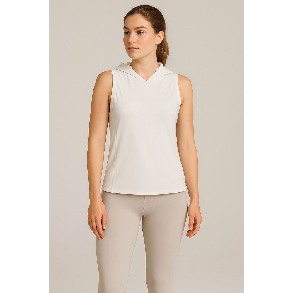 Port De Bras Off-White Hoodie Top Size L Minimalist Athleisure‎ Yoga Pilates Gym